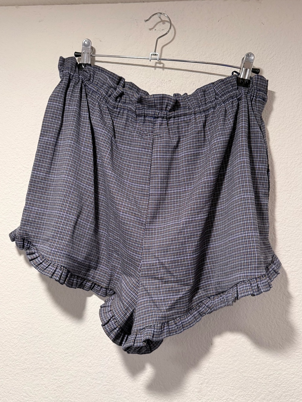 FREE PEOPLE Maggy Mae Blue Check Peasant Top and Shorts Set - Picture 8 of 10